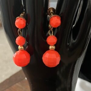 Vintage orange screw back non piercing earrings